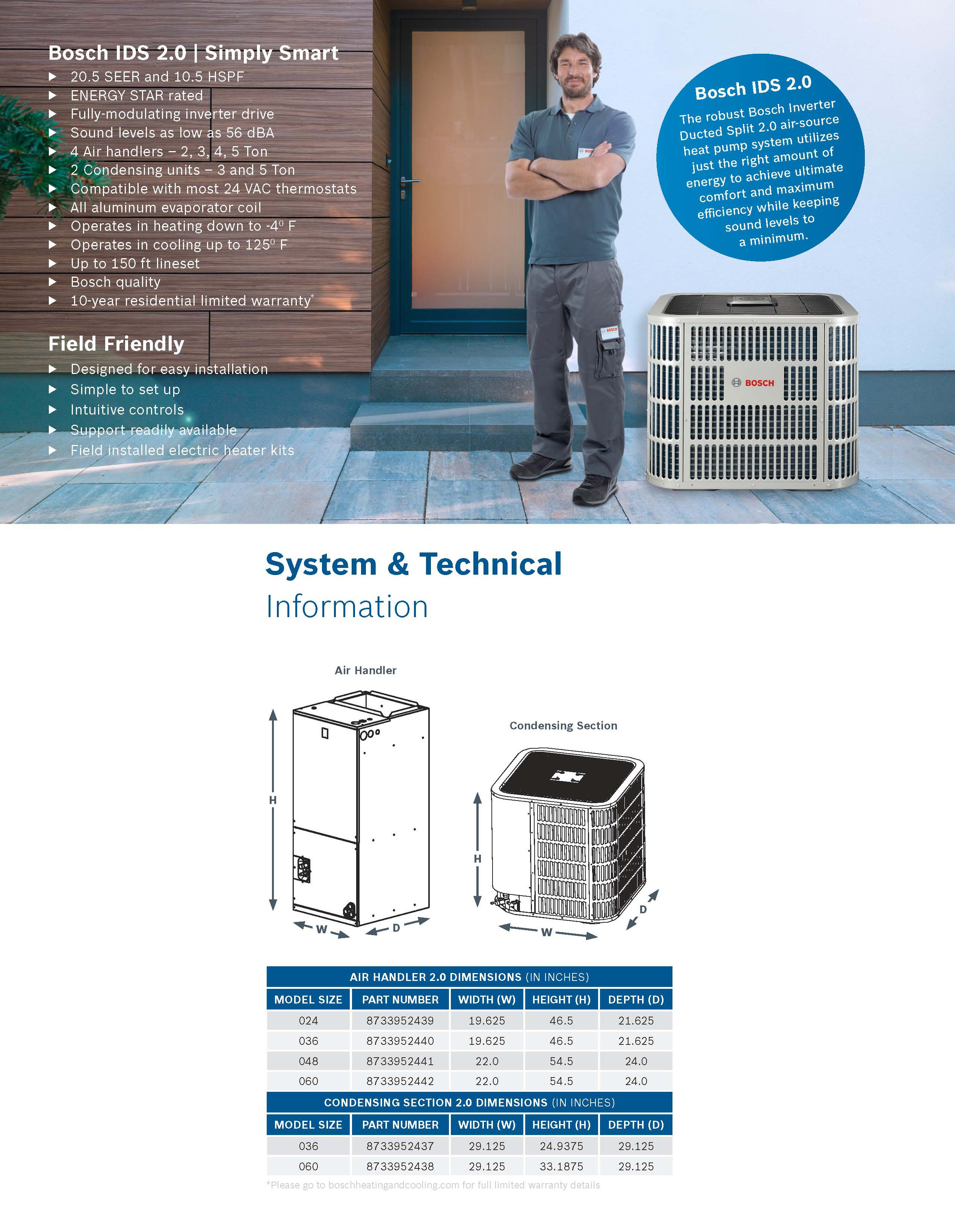 3 Ton Bosch 2.0 Air Handler, BVA36WN1M20
